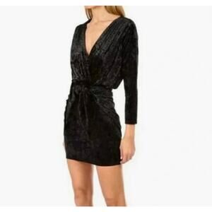 MISA Los Angeles Women’s Sz M Ophelie Black Crushed Velvet Tie Front Mini Dress